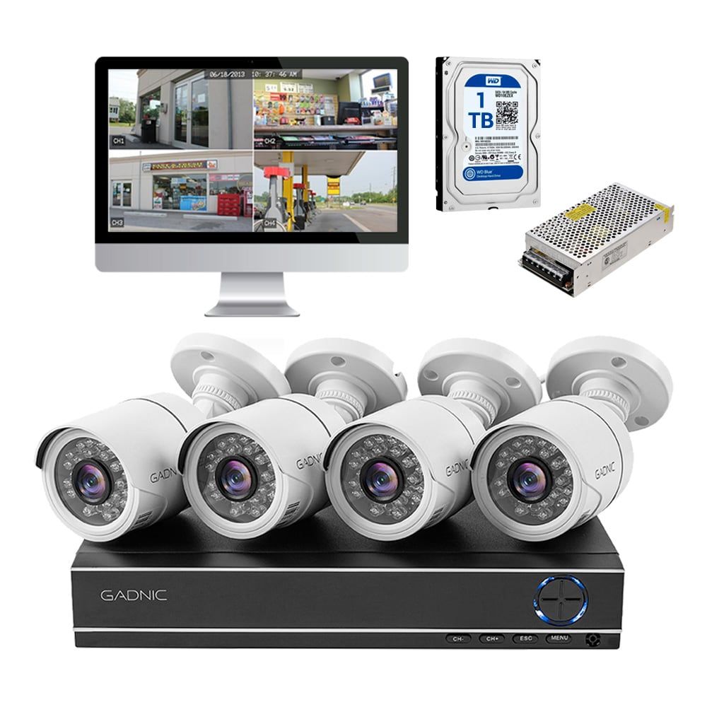 Kit x 4 Camaras de Seguridad DVR + Fuente Switch 1TB Full HD