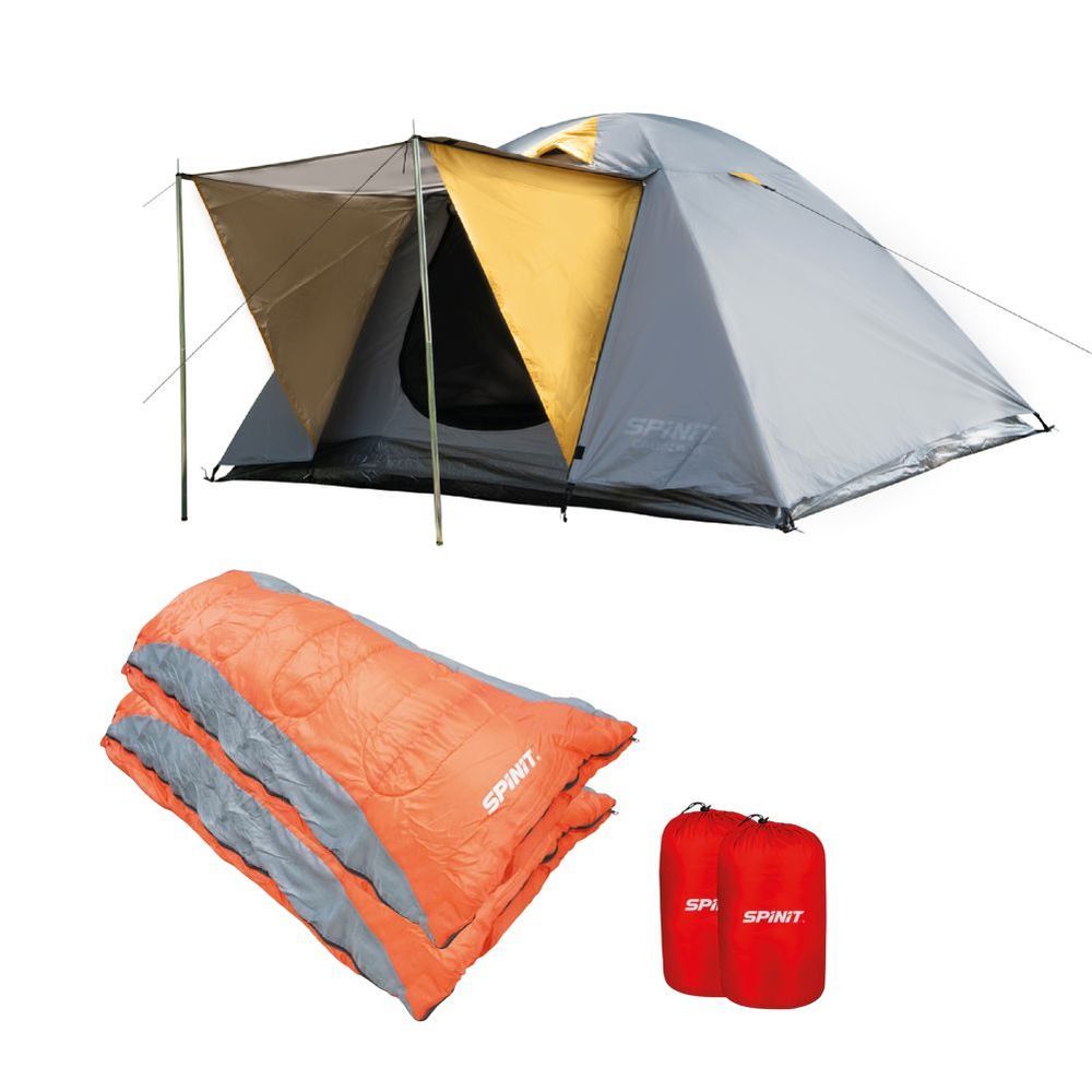 Kit Camping 2 Bolsas de Dormir + Carpa Basic 4 XL Spinit