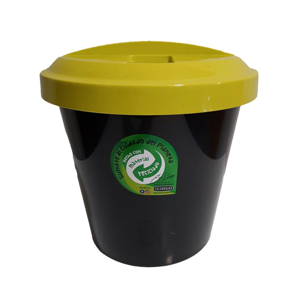 Cesto Tacho Basura Eco Reciclaje Tapa Verde Lts Colombraro