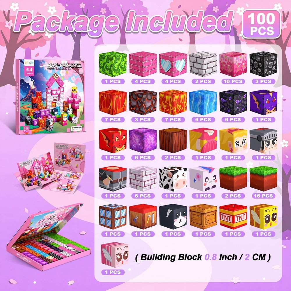 Bloques magnéticos para niños, 100 bloques de