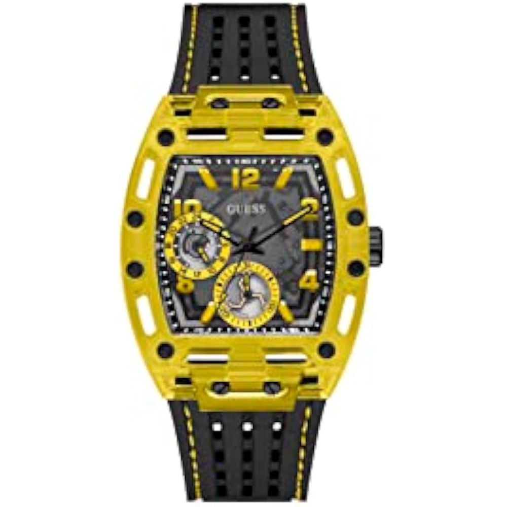 Guess Orologio da uomo Trend Casual Tonneau Diamond 43mm, Rosso, Striscia