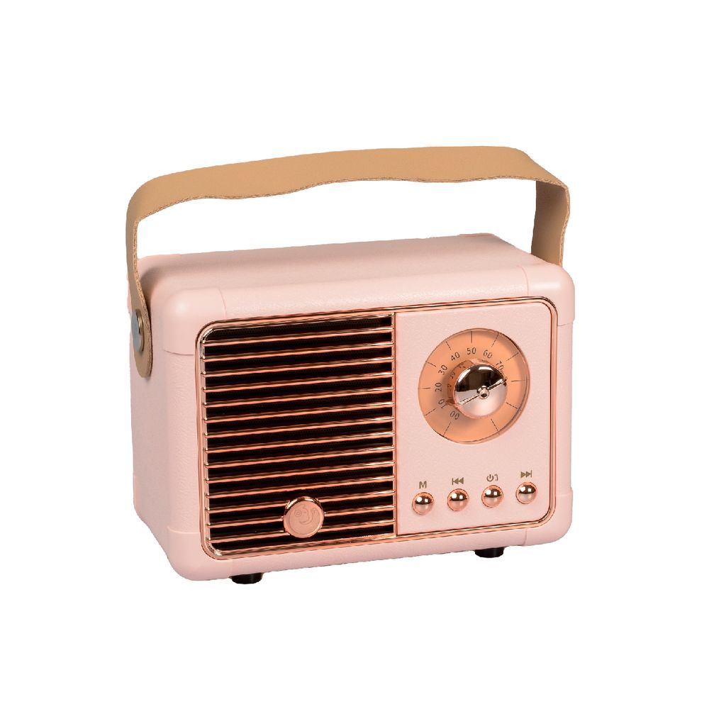 Radio Vintage Inalámbrica Parlante Portátil Bluetooth Am Fm Rosa