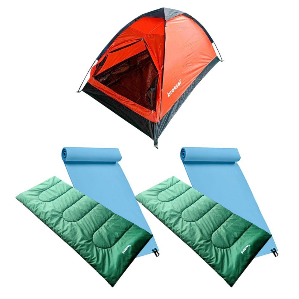 Set Camping 2 Personas Carpa + Bolsa de Dormir + Aislante