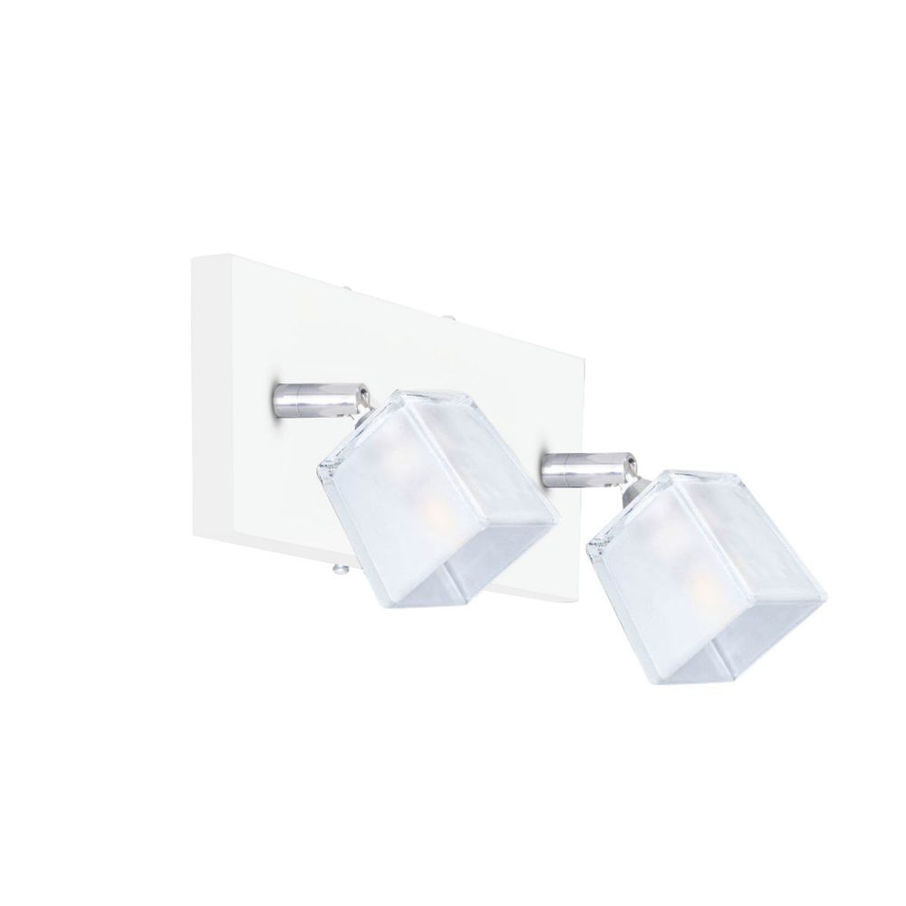 Aplique Cubeto Vidrio Luces Blanco Pared Lampara Led G Gioluce