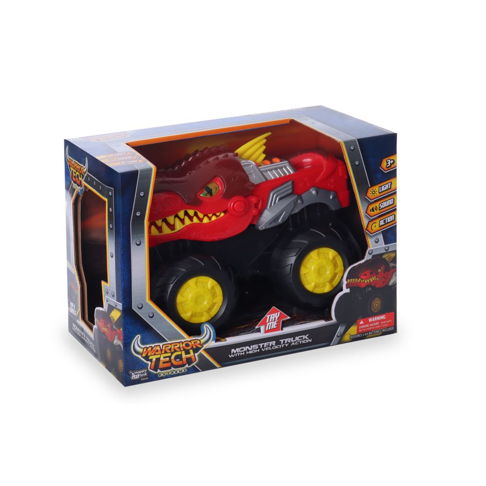 Monster Truck Dino Con Luz Y Sonido Warrior Tech Juguete
