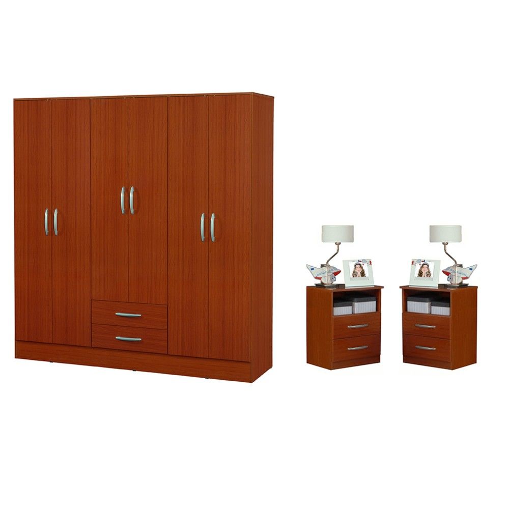 Placard 26 Express + 2 Mesas de Luz Express Caoba