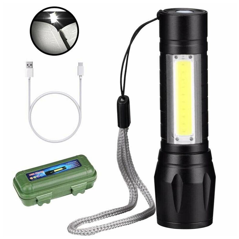 Linterna LED de Mano Zoom USB 1000LM IPX4 + 4 Accesorios