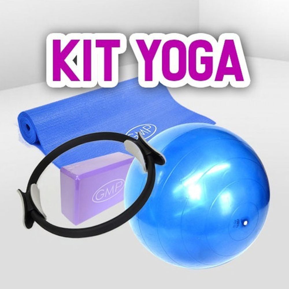 Kit De Yoga Pelota 65 Cm + Mat 3 Mm + Flex Ring + Bloque Gmp