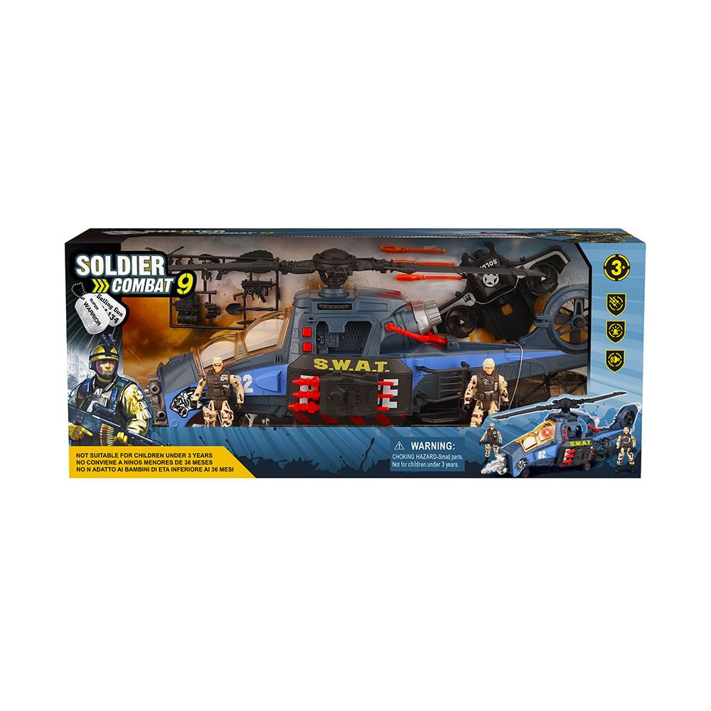 Set Soldados Swat Con Helicoptero Soldier Combat 9 Ck