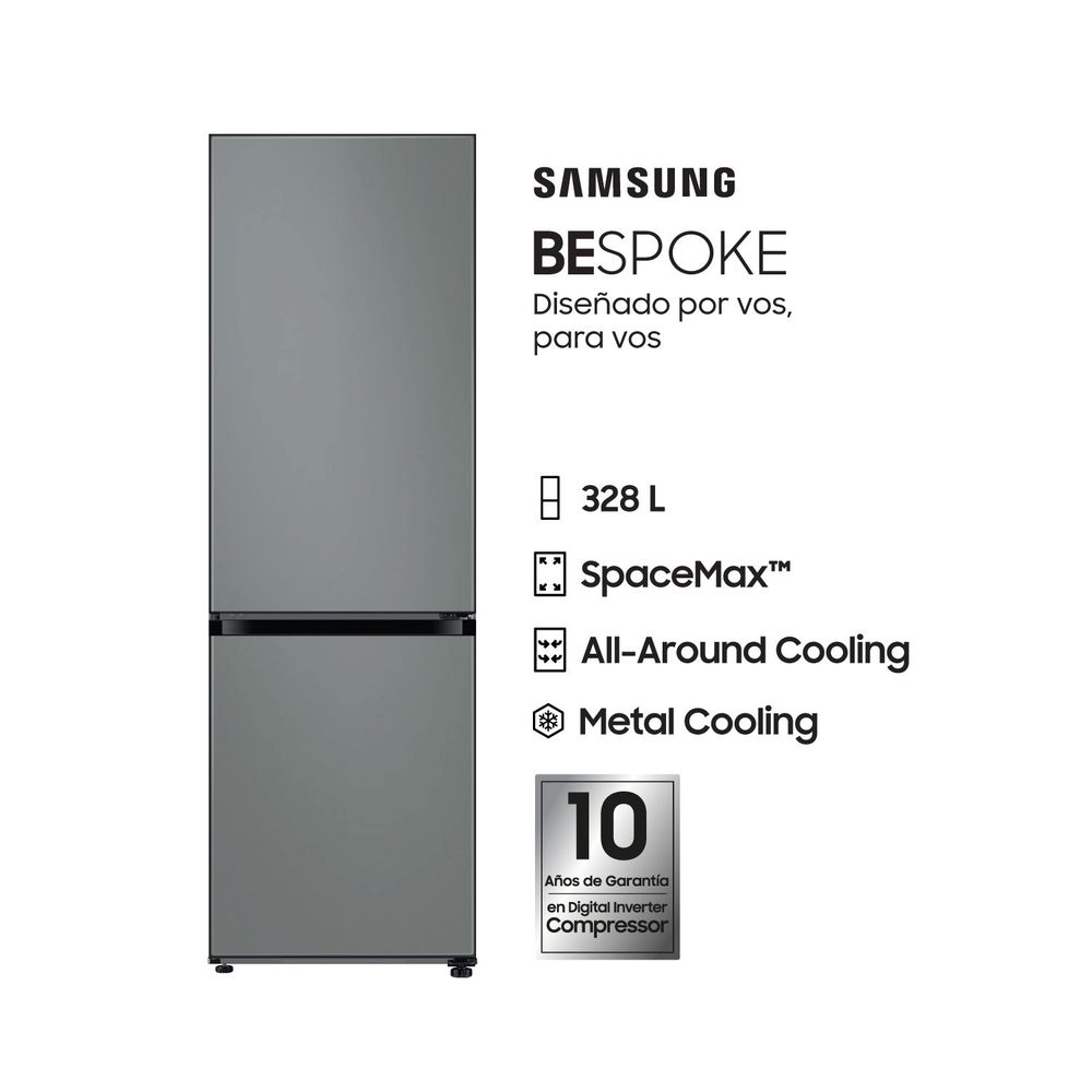 Heladera Freezer Inferior Bespoke RB33A307031 328lts Inverter Gray