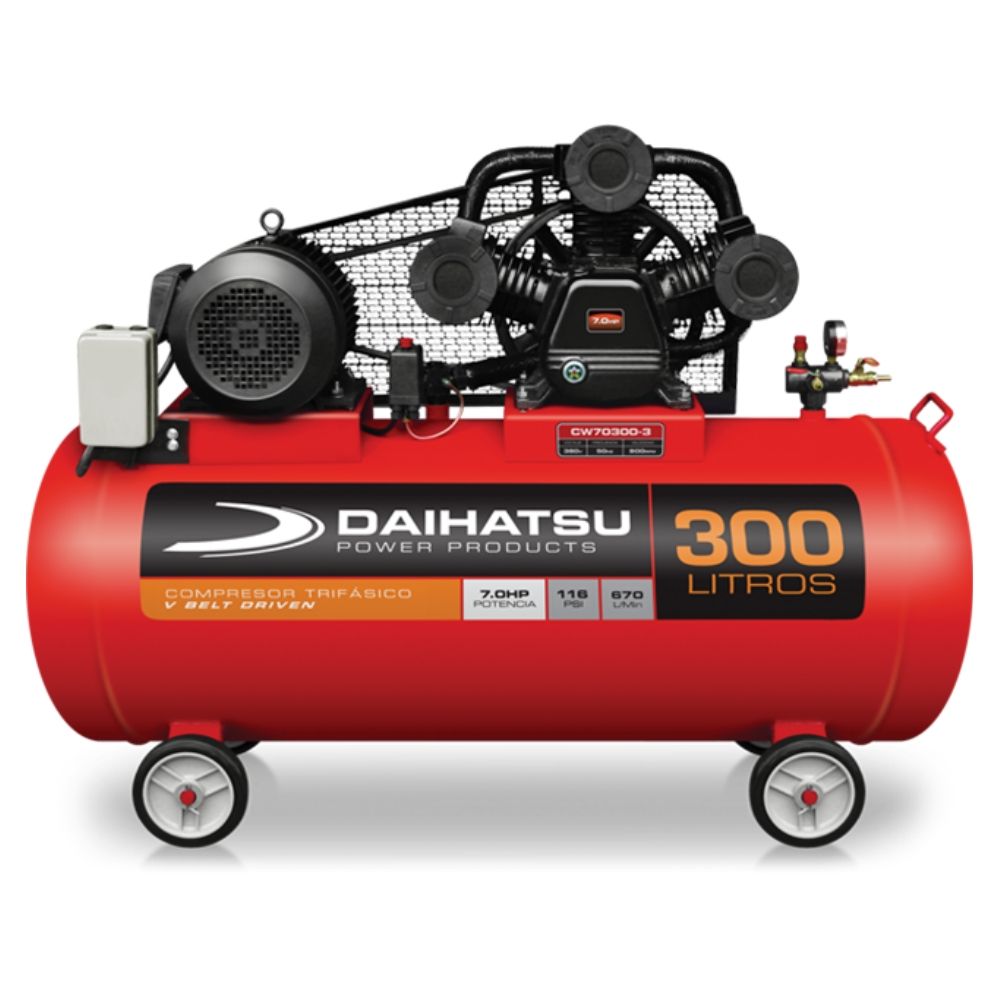 Compresor de aire trifasico 300 litros 7 HP doble salida DAIHATSU