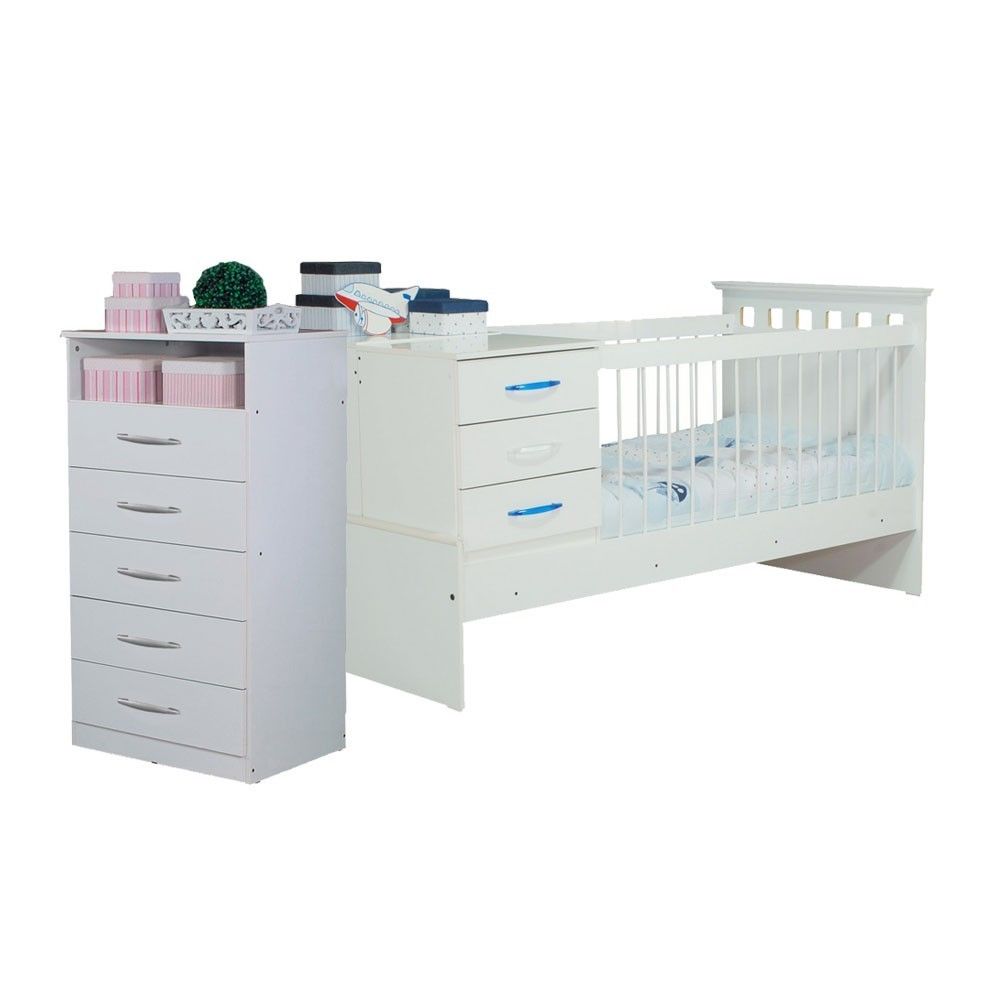 Combo cuna funcional con cajonera + chifonier con 5 caj mdf b