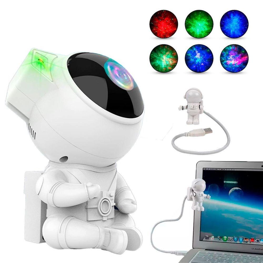 Combo Astronautas Proyector Galaxia Y Luz Led Nocturna Usb