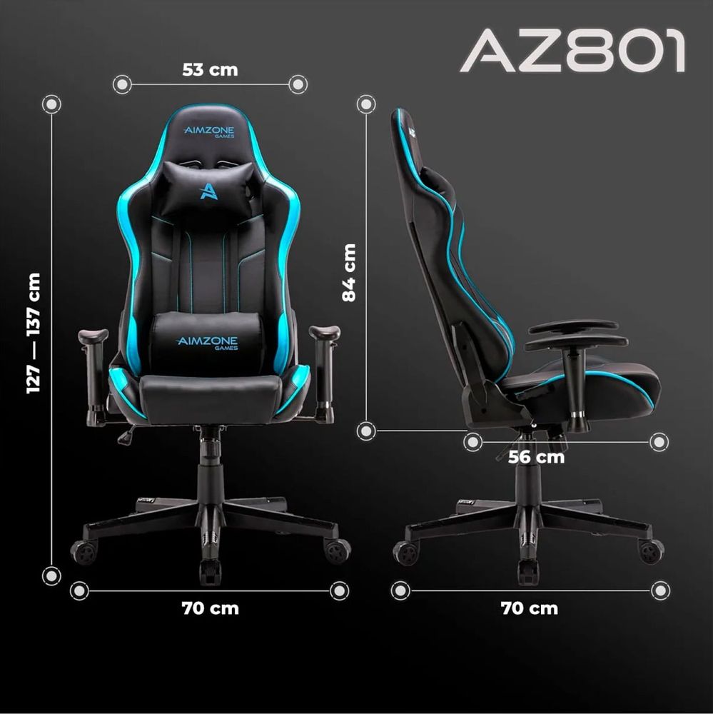 Silla Gamer Aimzone AZ801 Celeste Ergonómica