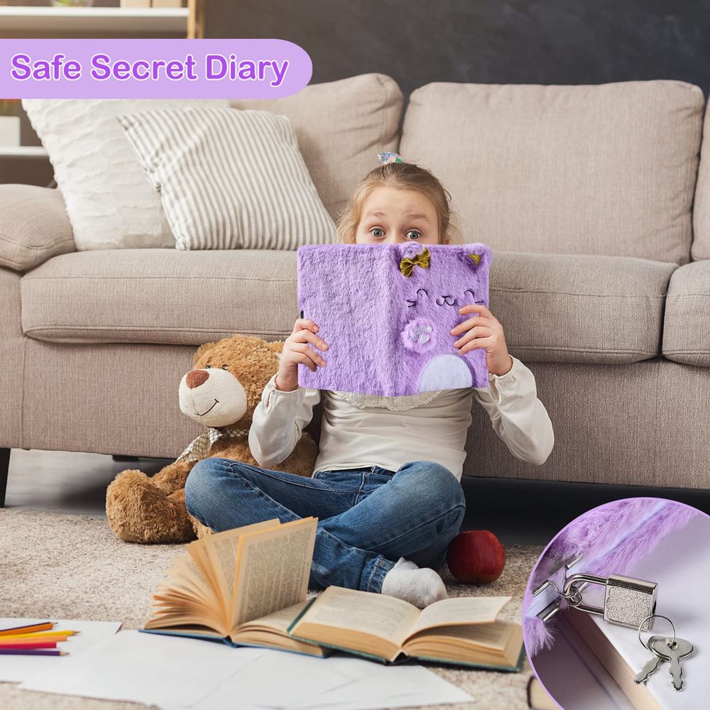Diario PJDRLLC para niñas con candado y llaves, diario infantil