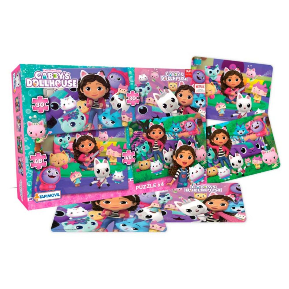 Puzzle Gabby Dollhouse 4 Rompecabezas 30 Y 48 Pieza