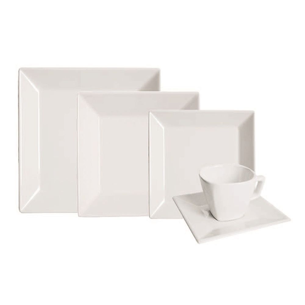 Juego de Vajilla 30 Piezas Cuadrado Oxford Porcelana Blanco 0112448730