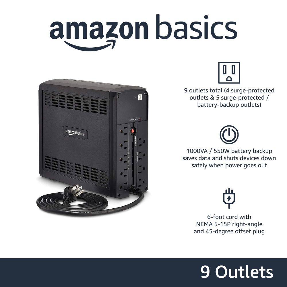 Amazon Basics Line Interactive UPS 1000VA 550 W