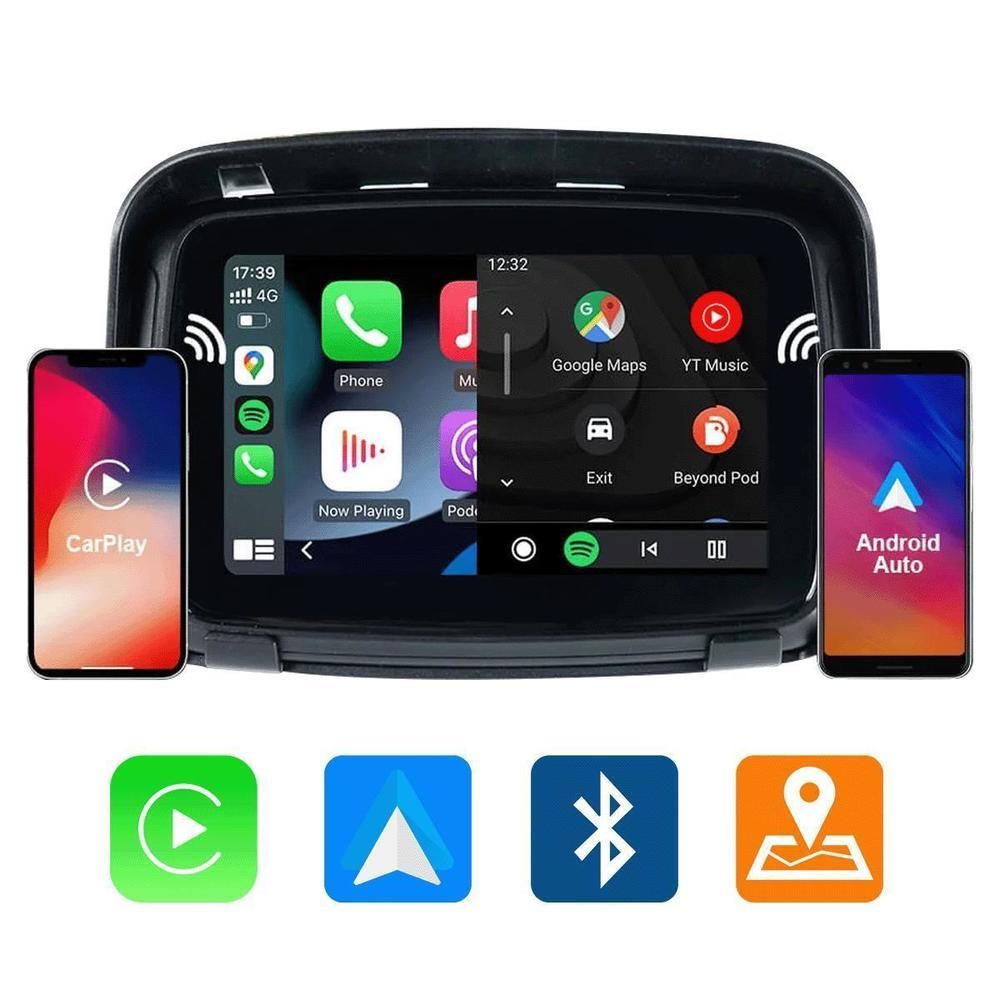 Pantalla para Moto Android Auto Apple Carplay Inalámbrico Ipx7 Bluetooth