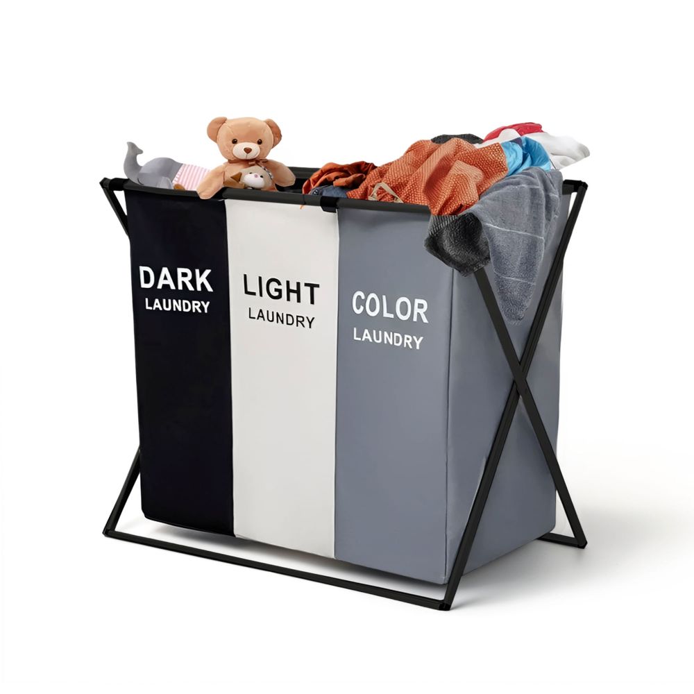 Cesto Canasto Triple Suono Laundry Organizador Ropa Plegable