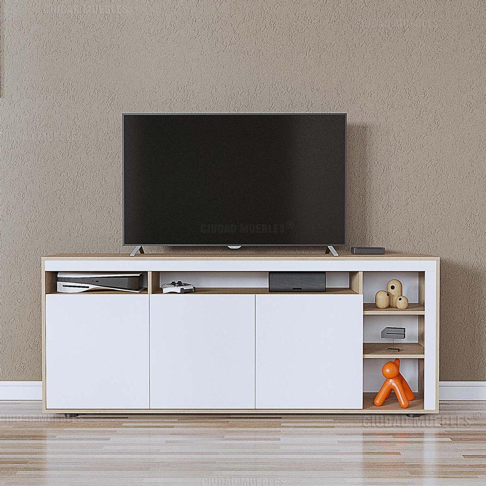 Mueble TV blanco con ruedas - Comprar