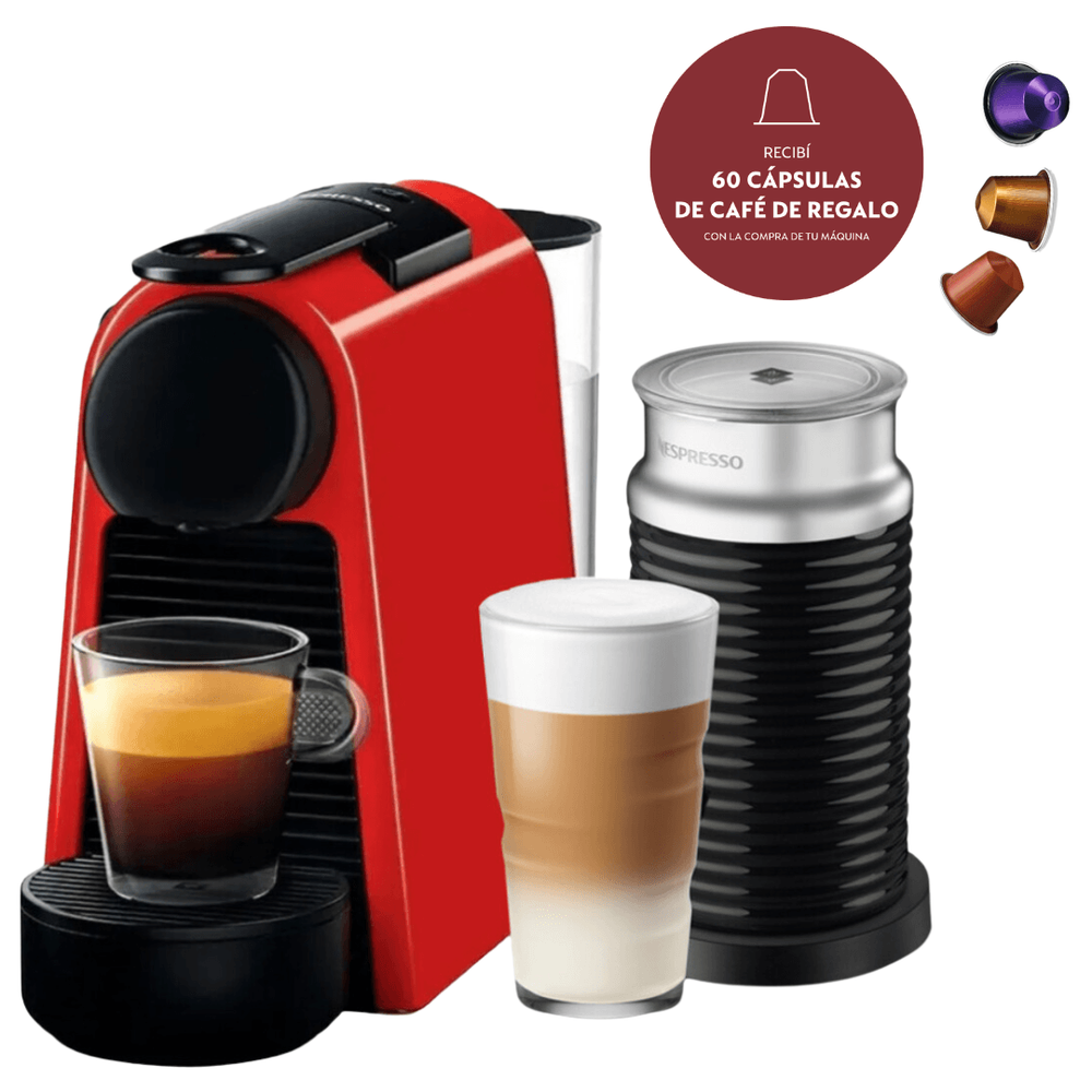 Cafetera Nespresso Essenza Mini Roja + Aeroccino A3KD30-AR-RE-NE2