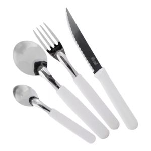 Cubiertos Juego Carol Mango Plástico Blanco Acero Inox 12x4 U