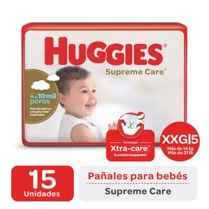Pañales Huggies Supreme Care Talle XXG 15 unidades $5.372
