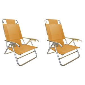 Reposera Playera 5 Pos Aluminio Caño 7/8 Naranja Descansar 80012 X 2 Unidades