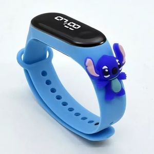 Reloj Deportivo Led Digital Infantil Niño Niña Regalo Stitch Azul