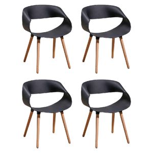 Silla Sillon Living Comedor Cocina Niviko Plastica Set X4 Negro