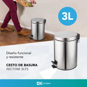 Set Tachos De Basura 3 Lts Y Escobilla Baño Negro Cesto