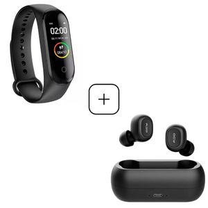  Reloj inteligente + Auricular Inalambrico Combo smartwatch SB04 Negro Smartband y QCY T1C Bluetooth