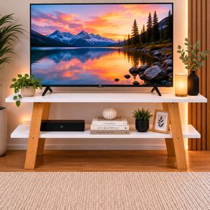 Mesa Tv Rack Económica Melamina Blanca - Living Minimalista