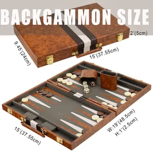 Juego De Backgammon De Madera Para 2 Jugadores – Tablero Portátil Con Asa, Fichas Y Dados, Ideal Para Viajes Y Noches De Juego En Familia