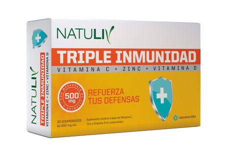 Natuliv Triple Inmunidad Vitamina C+zinc+vitamina D Defensas $1.950