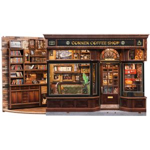 Kit de casa de muñecas en miniatura CUTEBEE Book Nook Coffee