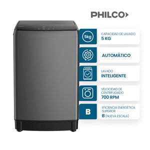 Lavarropas Automático Carga Superior Philco 5 Kg 700 RPM PHLS67GN 