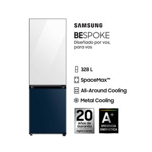 Heladera Samsung No Frost Inverter Bespoke RB33A3070WN 328Lts Clean White Glam Navy