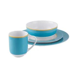 Set de Vajilla 16 Piezas Okko Porcelana Celeste