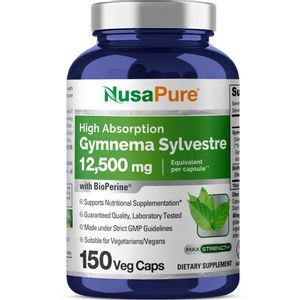 Suplemento NusaPure Gymnema Sylvestre 12500 mg 150 cápsulas veganas