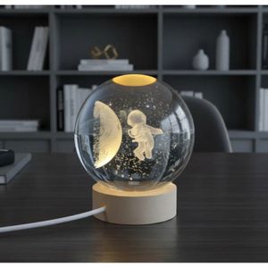 Esfera Bola Cristal Ch Lampara Led 3d Usb Astronauta Volando