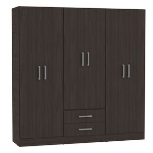 Placard Ropero Orlandi Línea Bahía 183x180cm - 6 Puertas y 2 Cajones - Color Wengue