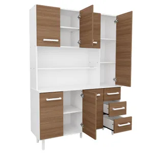 Aparador De Cocina 1,20 mts. Mueble Organizador Melamina Blanco