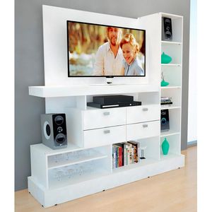 Mesa Mueble de Tv LCD 190cm Natural y Blanco