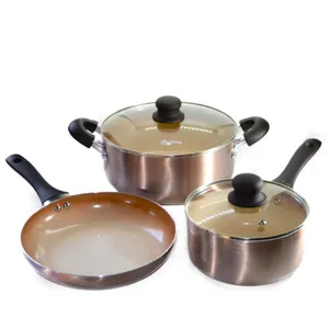 Set De Ollas De Ceramica Antiadherente 5pzas Bateria Cocina