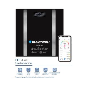 Balanza de Baño Corporal BLAUPUNKT Fit Scale Link Android iOS 180Kg Vidrio Negra