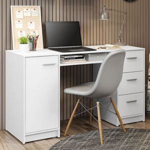 Escritorio Para Pc Alaska Madesa 3 Cajones 1 Puerta Blanco