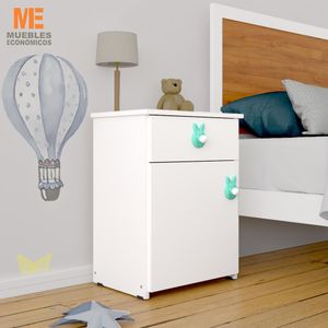 Mesa de Luz Infantil - Cajon + Puerta - Muebles Económicos - Verde