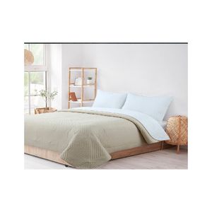 Cubrecama Bicolor Kavanagh Twin Size Con Funda Color Blanco Con Natural